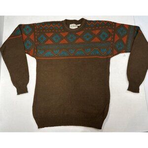 Le‎ Tigre Coogi Style Vintage Knit Cosby Sweater Turquoise Brown Red Medium
